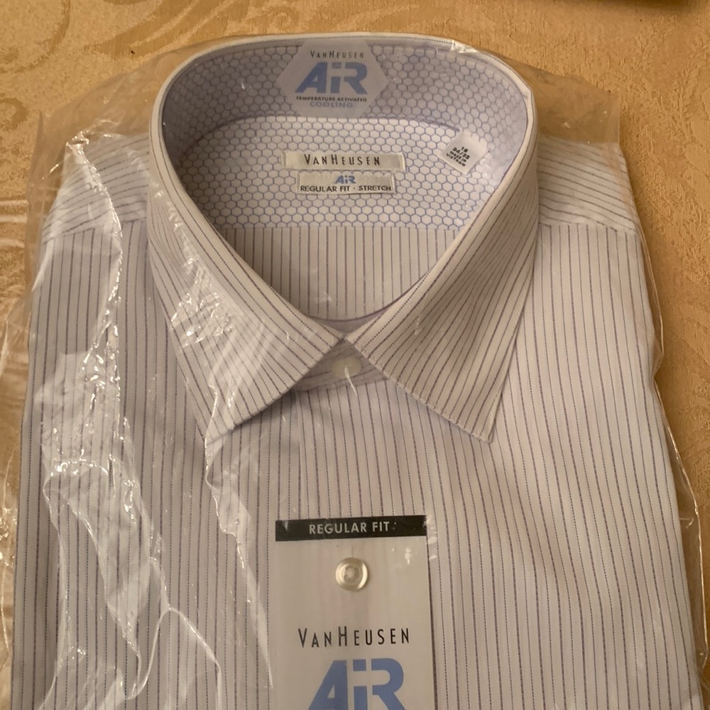 Van Heusen Dress Shirt  Size 16 34/35. Color Mist Strip